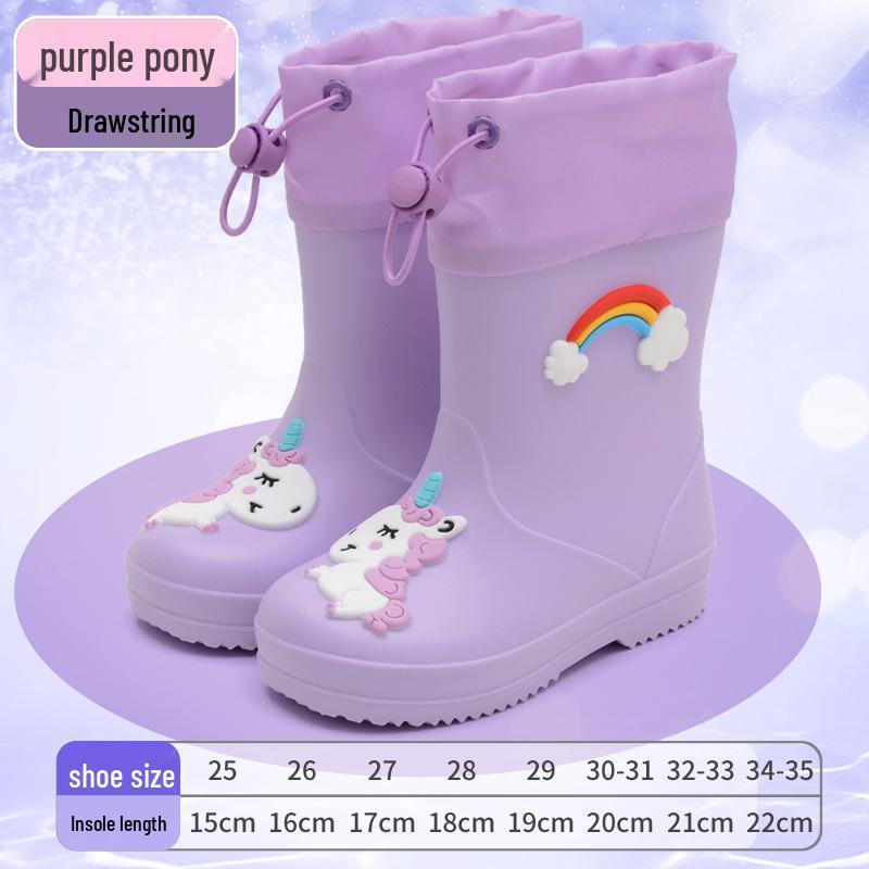 Мультяшные детские водонепроницаемые резиновые дождевые сапоги с нескользящей подошвой для малышей и детей