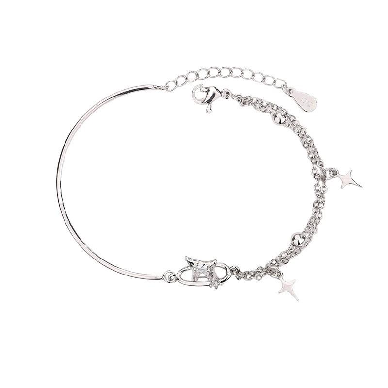 Стерлингового серебра S925 серебряный браслет фея темперамент атмосфера звезда браслет из циркона женский новый бриллиантовый браслет с четырехконечной звездой