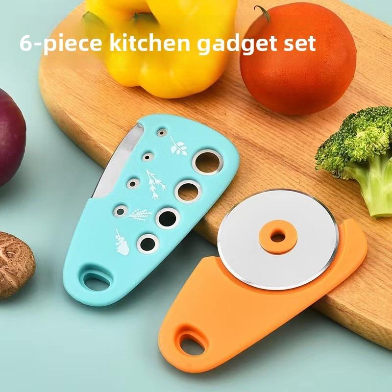 6-Piece Multifunctional Kitchen Gadget Set Stainless Steel Peeler Cutter Grater Multicolor Kitchen Utensils Set