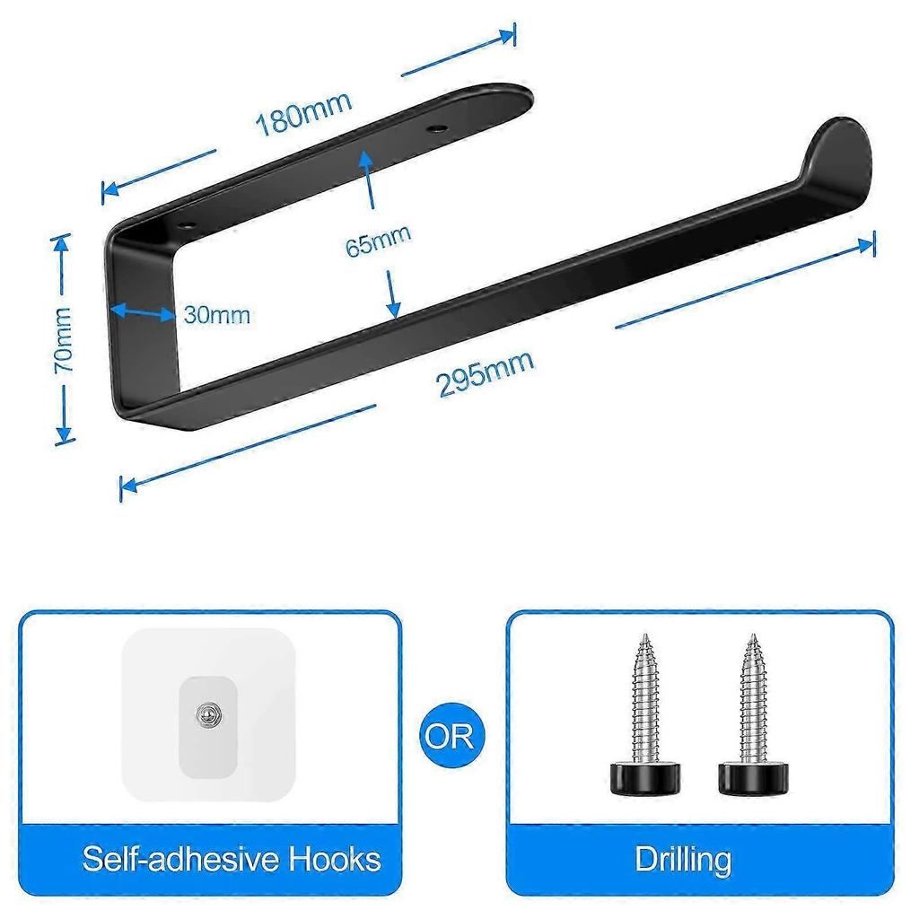 Black Wall-Mounted Paper Towel Holder, 295 mm Wall-Mounted Kitchen Towel Holder , Black