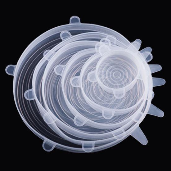 6Pcs Silicone Stretchable Lids Reusable Food Covers Leakproof Bowl Caps Universal Flexible Lid for Bowls Cups Fruits