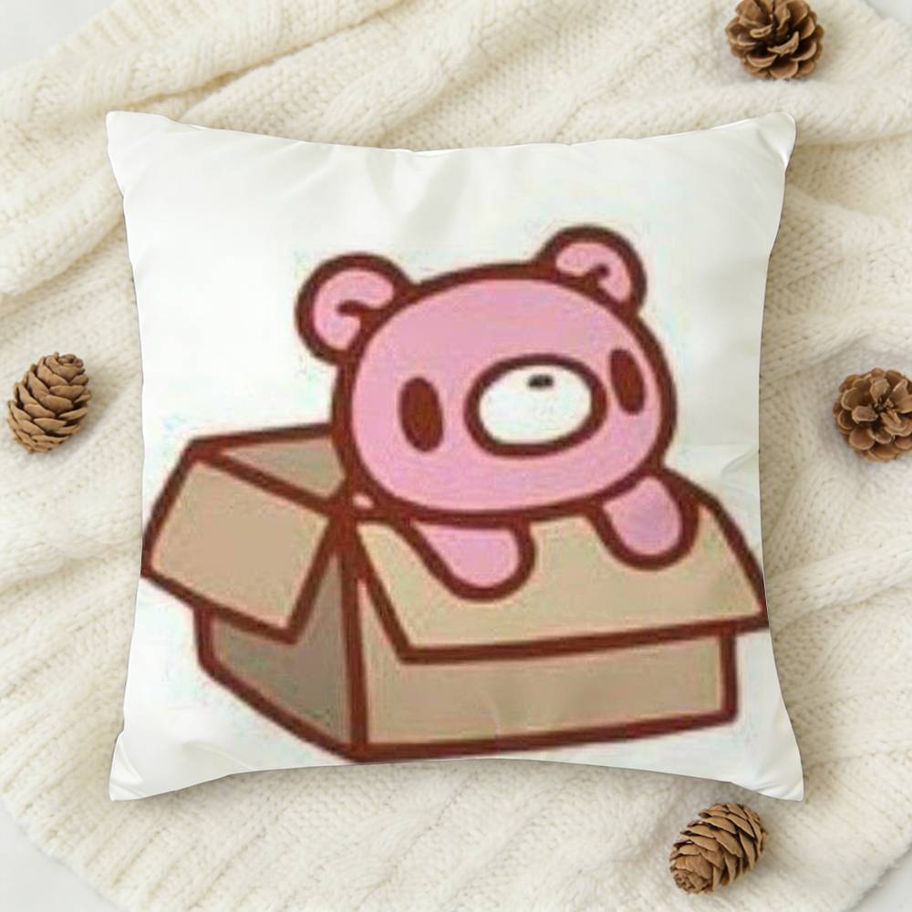 Anime Gloomy bear Cute Doublesided Printed Square Decorative Cushion Cover for Sofa Living Room Home Decor