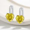 Korean Version of Premium Colored Diamond Love Ear Clips and Ear Buckles, New Twelve Constellations AAA Heart Earrings