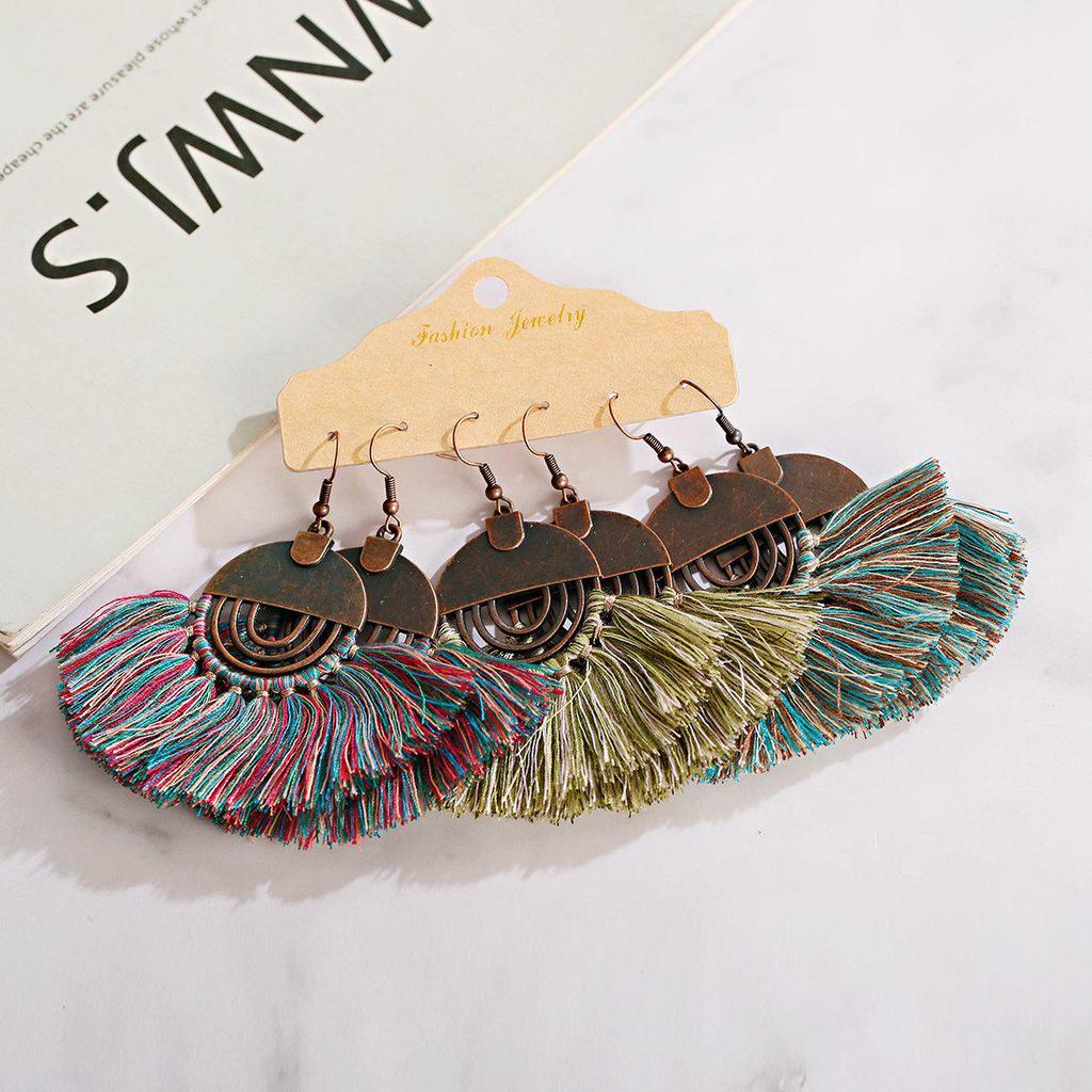 Bohemian Ethnic Retro Earring Set: 3-Piece Hanfu & Nepal Style for Women