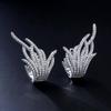 RAKOL Korean Style Feather Zircon Ear Cuffs - Light Luxury AAA Grade Temperament Earrings