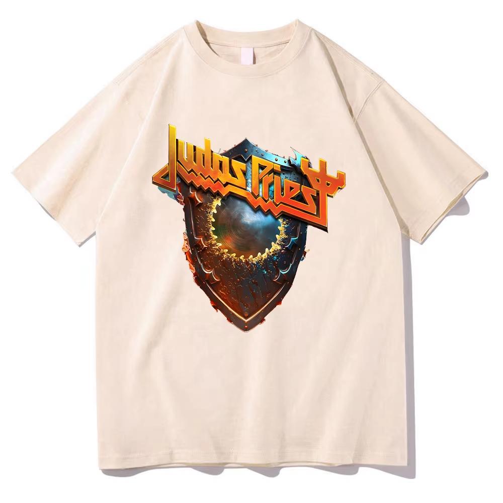 Judas Priest Shield of Pain Tour 2025 Футболки Judas Priest Band Metal Rock Одежда Мужская Женская Хлопковая Футболка Унисекс с Круглым Вырезом Y2K