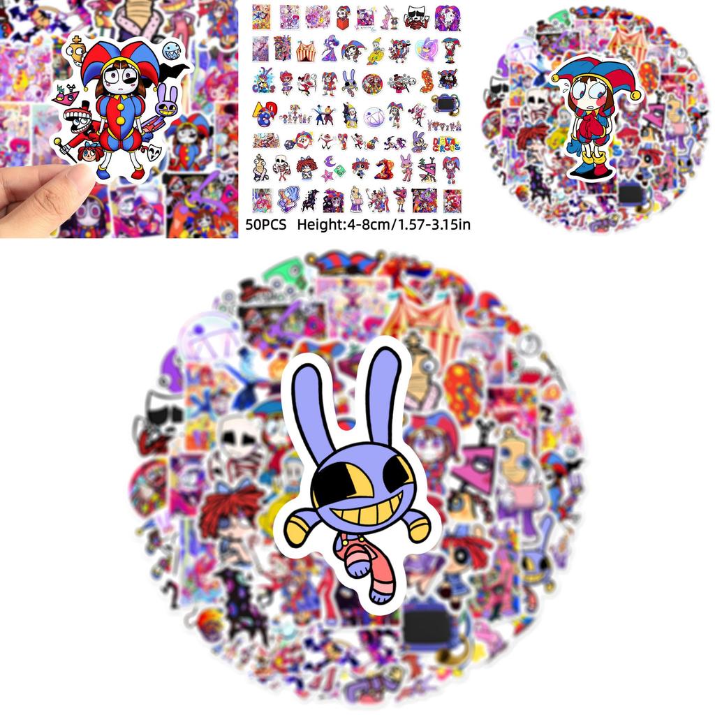 Удивительный цифровой цирк Мультяшные наклейки 60 штук Веселые и уникальные дизайны Наклейки на автомобиль