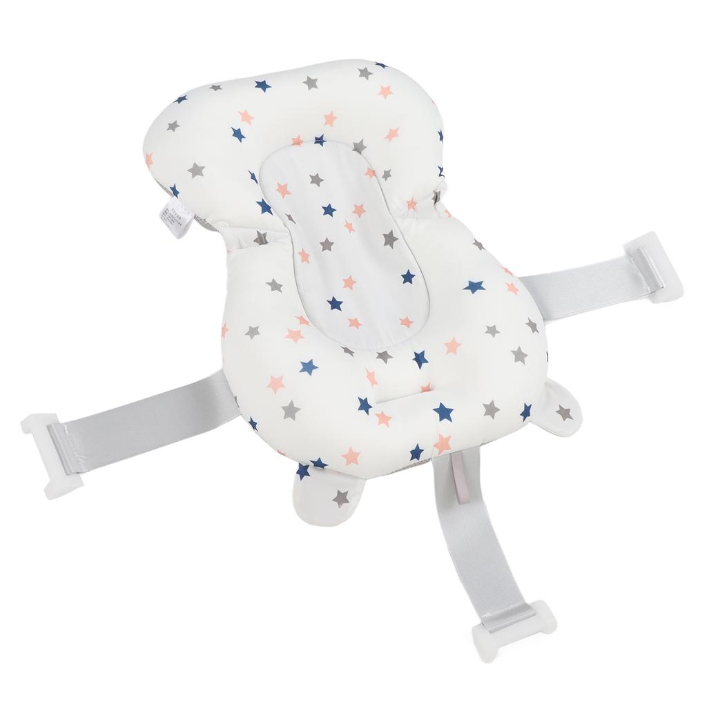 Baby Bath Seat Cushion Floating Safe Foldable Adjustable Infant Bath Supporter for Newborn White