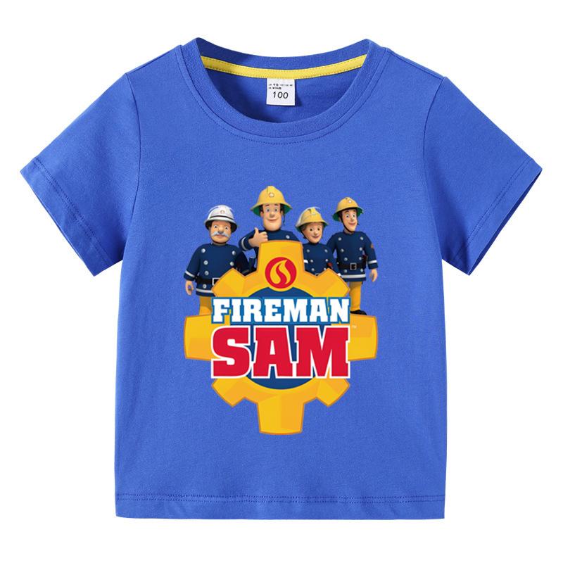 Anime Kids Tee Shirts Fireman Sam Graphic T Shirt for Boys Clothing Pop Hot Sale Girls Short Sleeved Tshirt Funny Kid y2k Tops
