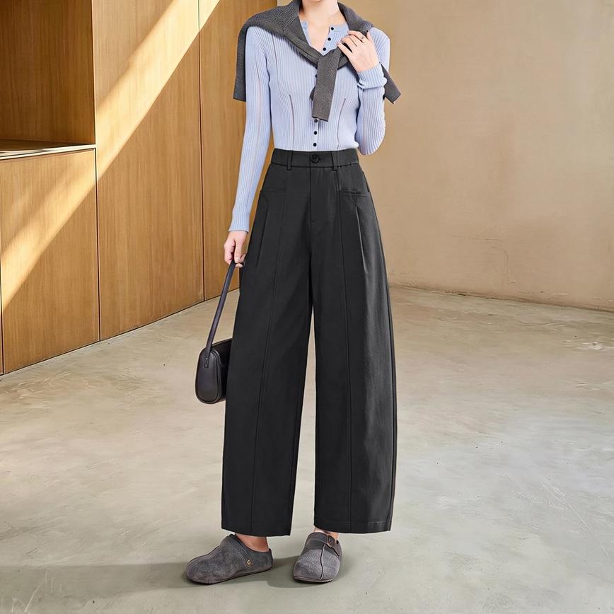 Women's High Waist Pleated Wide Leg Pants Casual Loose Fit Trousers
