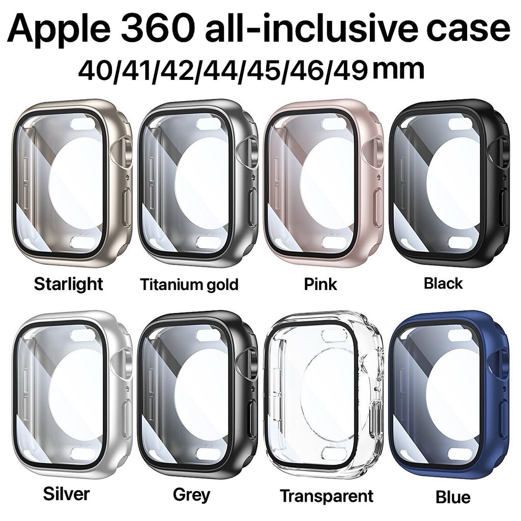 Защитный чехол-бампер для Apple Watch 46мм 42мм 45мм 40мм 41мм 44мм Ultra 49мм Жесткий передний и задний чехол-бампер Аксессуары для iWatch Series 11 10 9 8 7 SE 6