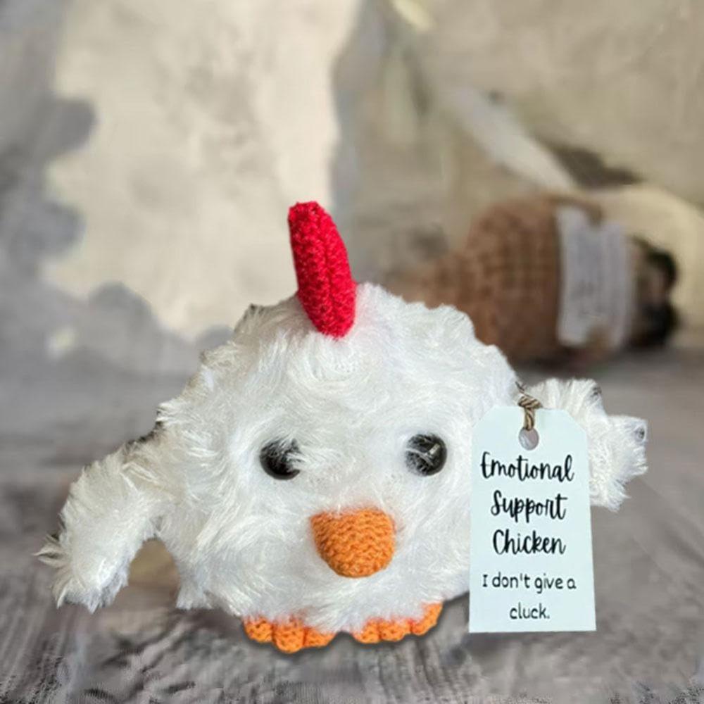 Cute Positive Knitting Chicken Doll Handmade Plush Animal Figures for Friends Kids