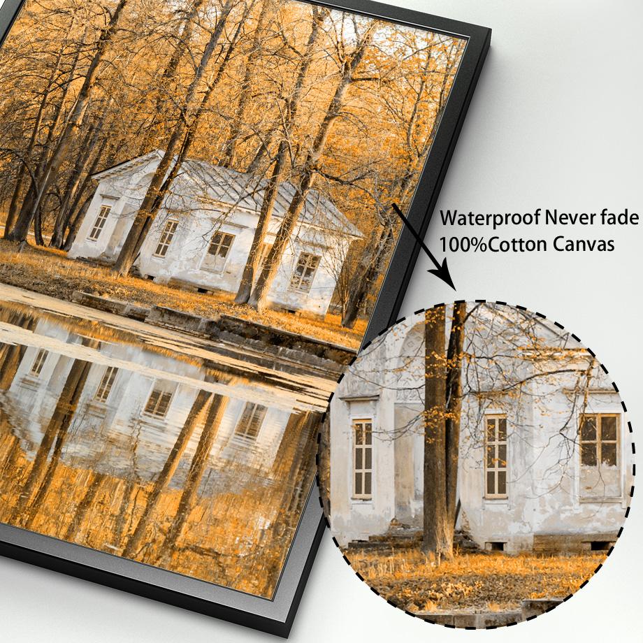 Autumn Forest Highway Lake Pumpkin Squirrel Village Nordic Poster Wall Art Print Canvas Painting Wall Pictures For Bedroom Decor