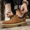 Осенняя мужская повседневная обувь из замшевой кожи, рабочая обувь, мужские шнурованные лоферы, кроссовки на платформе, британская деловая обувь для вечеринок и платьев