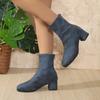 Women's Shoes 2024 Hot Selling New Fashion Ankle Boots Women's Elegant Modern Boots Sewn Square Toe Back Zipper Mid Heels