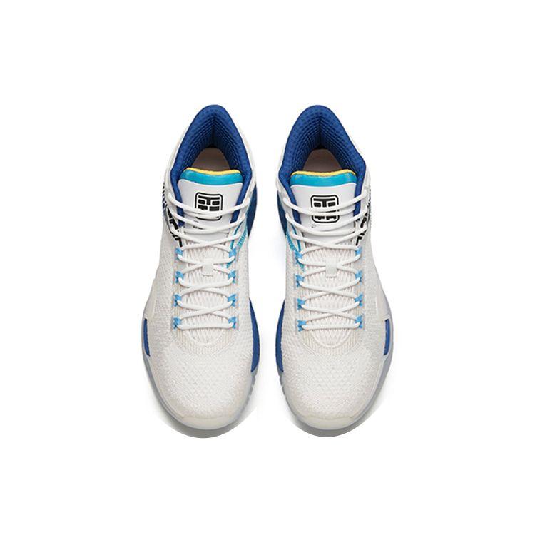 Anta Баскетбольная серия, ткань, шнуровка, амортизация, нескользящие, износостойкие, средний верх, ретро баскетбольные кроссовки, мужские, белые, синие, черные 112141614-1