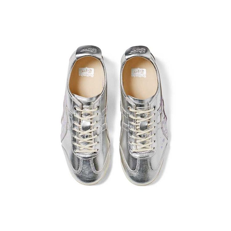ONITSUKA TIGER Mexico 66 Спортивно-повседневная Кожа Нескользящая Прочная Легкая Низкий верх Кроссовки для бега Мужские кроссовки Серебристые 1183C090-700