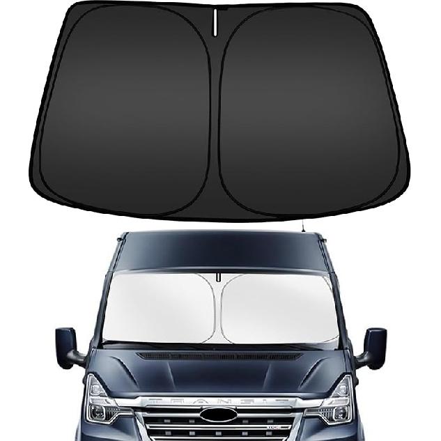 ARISMOTOR Солнцезащитная шторка на лобовое стекло для Ford Transit 150 250 350 350HD 2015-2025 2026, Подходящая складная солнцезащитная шторка на переднее стекло, Защитный козырек, Блокировка УФ