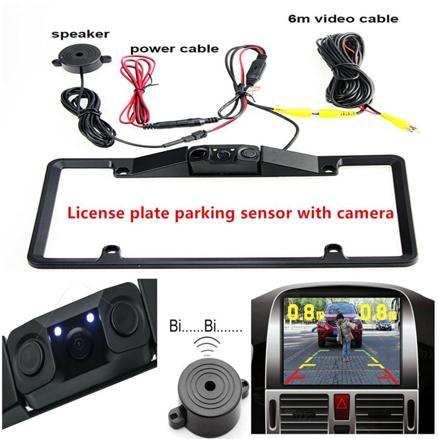 Car License Plate Frame Parking Sensor Radar Rearview Backup Camera Night View