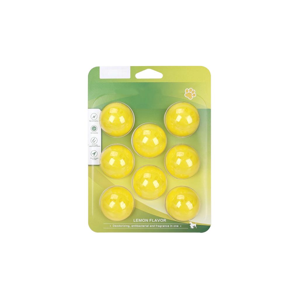 1ml Pet Balls Set (8-Pack) - Odor Eliminator Freshener For Dogs & Cats, Long-Lasting Lemon/Peach Scent For Pet Beds, Crates,