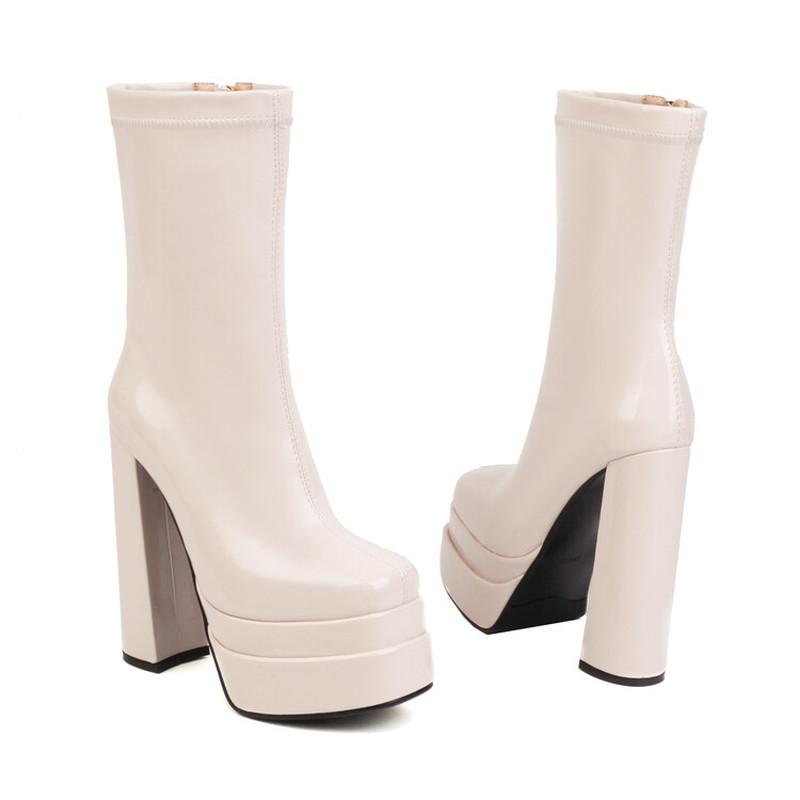 Женская осенняя обувь, ботильоны, современные ботинки из тончайшего волокна, эластичные ботинки на очень высоком каблуке с боковой молнией