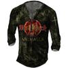 Имитация Rock Cotton Жесткая Винтажная Футболка 3D Байкерская Футболка с Длинным Рукавом Оверсайз Мотоциклетные Топы Футболка Мужская Панк Уличная Одежда