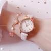 2025 Fashion Kids Love Digital Dial Children Set Watch Leather Strap Quartz Watches Kid Girls Clock Watch Bracelet Set Gift