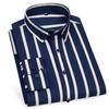 Men's Long Sleeve Casual Shirts No Iron Striped Button Up Square Collar Soft Skin New Style Daily Business Dress Shirts Clothing