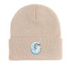 Snowman "C" Print Knitted Hat Beanie, Woman Cap Stretchable Warm Solid Bonnet Knit Cap Beanie
