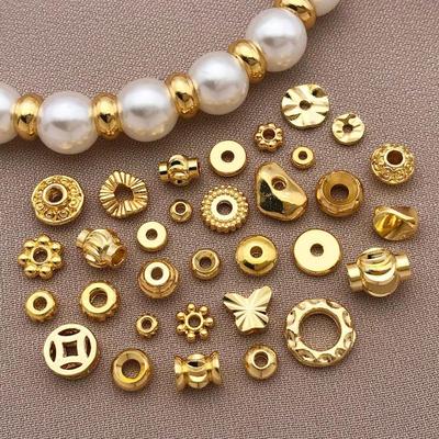10-100 шт. Золотые разделительные бусины из нержавеющей стали для изготовления браслетов и ювелирных изделий своими руками, плоские круглые свободные бусины, материалы для изготовления украшений ручной работы