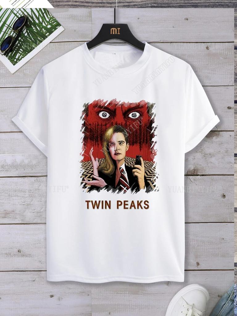 Хипстерская футболка с принтом Twin Peaks Унисекс Свободная футболка Топ Короткий рукав Круглый вырез Уличная Горячая Распродажа