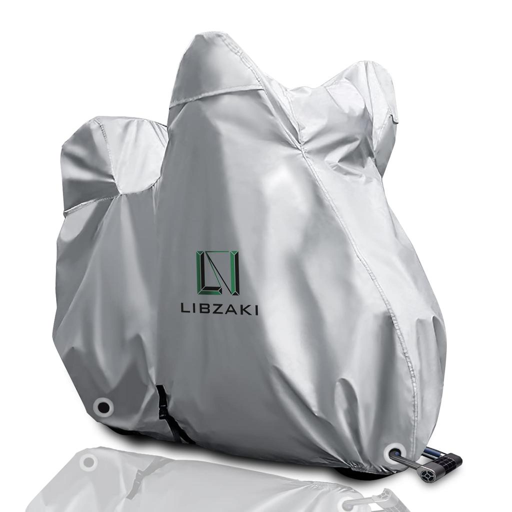 LIBZAKI [Improved Material] Motorcycle Cover L-BOX, Fits Medium-Sized Motorcycles Up To 210 Cm, Silver Body Cover with Storage Bag