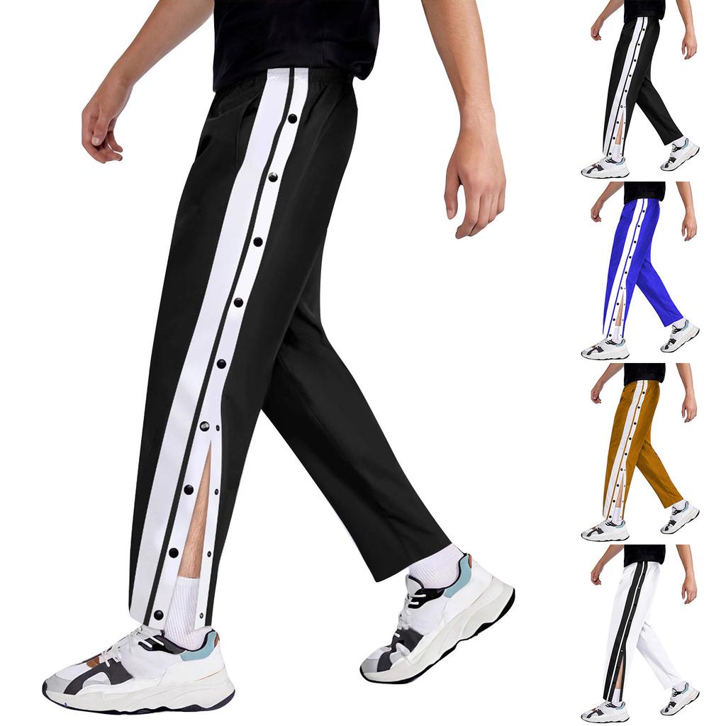 Men's Colorblock Buttoned Basketball Pants Men's Outdoor Sports Casual Pants