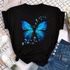 Women's Colorful Butterfly Petal Print T-shirt Short-sleeved Round Neck Cute Graphic Top