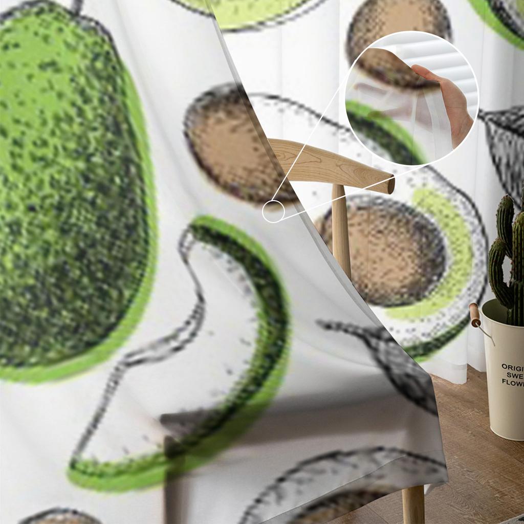 Avocado Sheer Curtains for Living Room Transparent Tulle Window Treatments Bedroom Kitchen Home Decor Veil Drapes