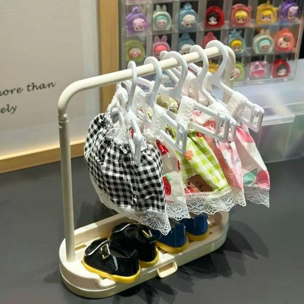 Decorative Doll Clothes Storage Rack Mini Shoe Display Rack for Labubu/BJD Doll