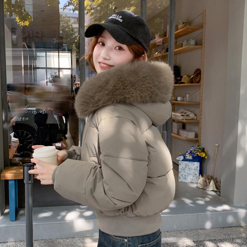 Autumn Winter Thicken Warm Parka Women Casual Solid Color Big Pocket Loose Short Hooded Coat Jackets Outwear