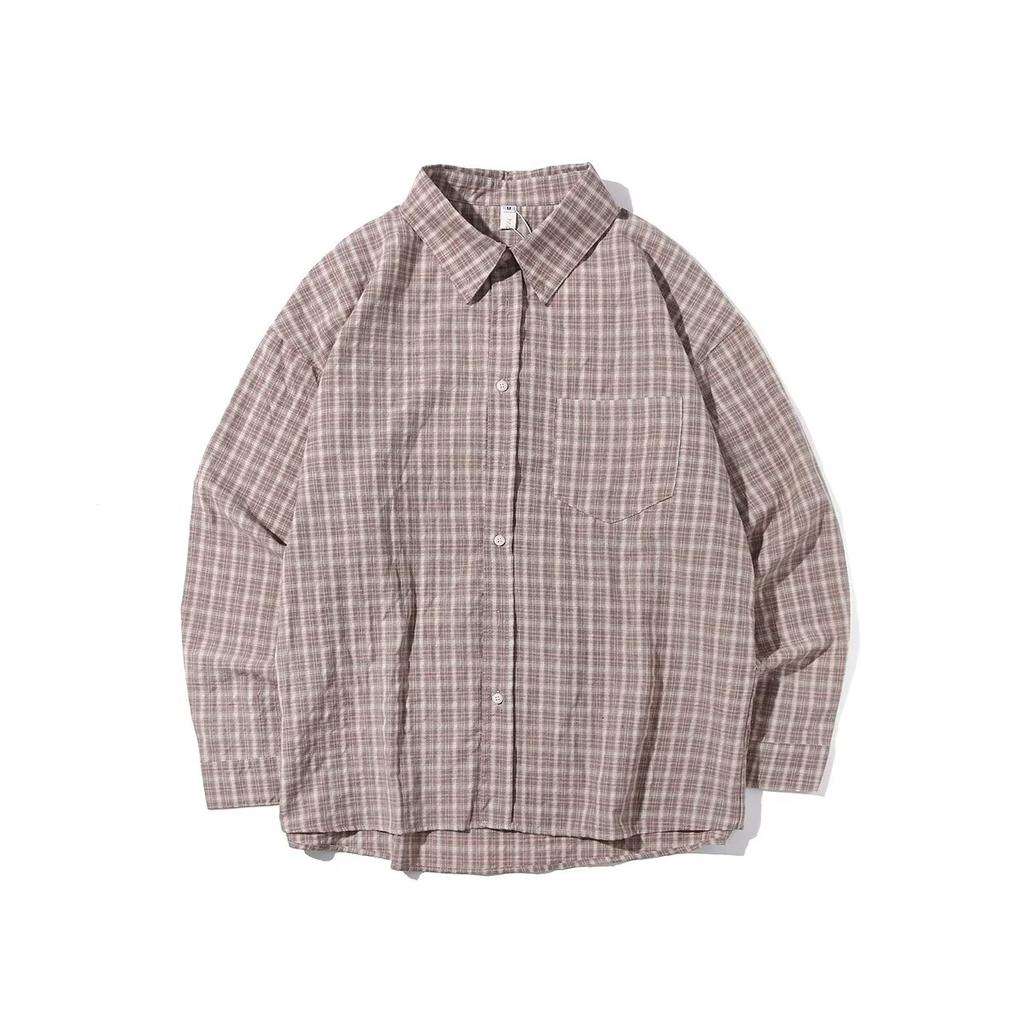 Рубашка в клетку в японском стиле Nanhe, мужская, с длинными рукавами, весна-осень, высококачественная, молодежная, свободная, повседневная, розовая куртка