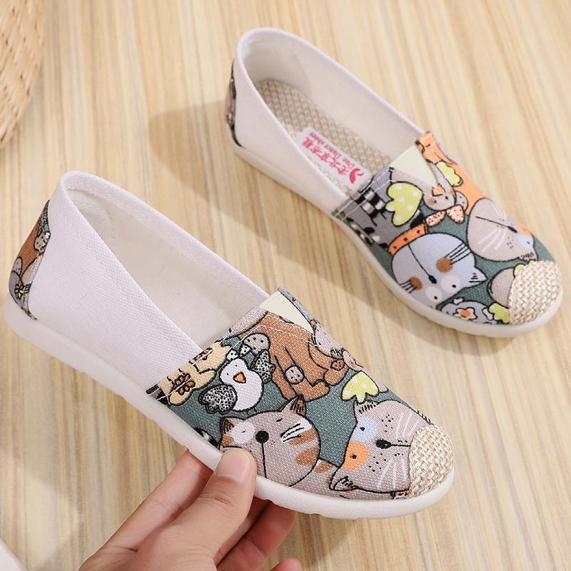 Spring and Autumn new cloth shoes single shoes medium casual canvas shoes cotton mop soft sole