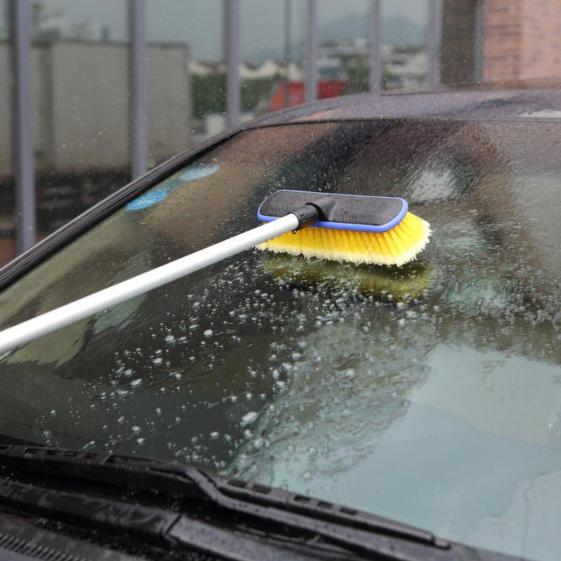 Желтая щетка для мойки автомобилей с подачей воды, 1,5 м, с длинной ручкой, для самостоятельного ухода за автомобилем