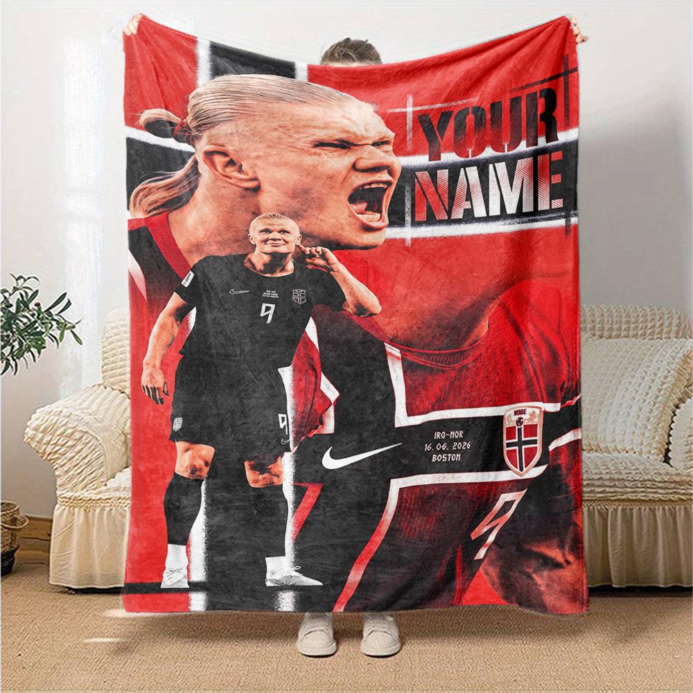 Haaland (77) Customize Your Name Blanket Gift Personalized Blanket Comfortable for Couch Home Decor Nap Bed Four Seasons Multipurpose