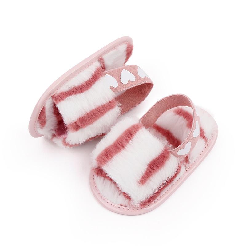 2025 Новые детские сандалии для мальчиков и девочек, пушистые детские туфли из хлопка с мягкой подошвой, нескользящие, для малышей, первые ходунки, детские тапочки для дома