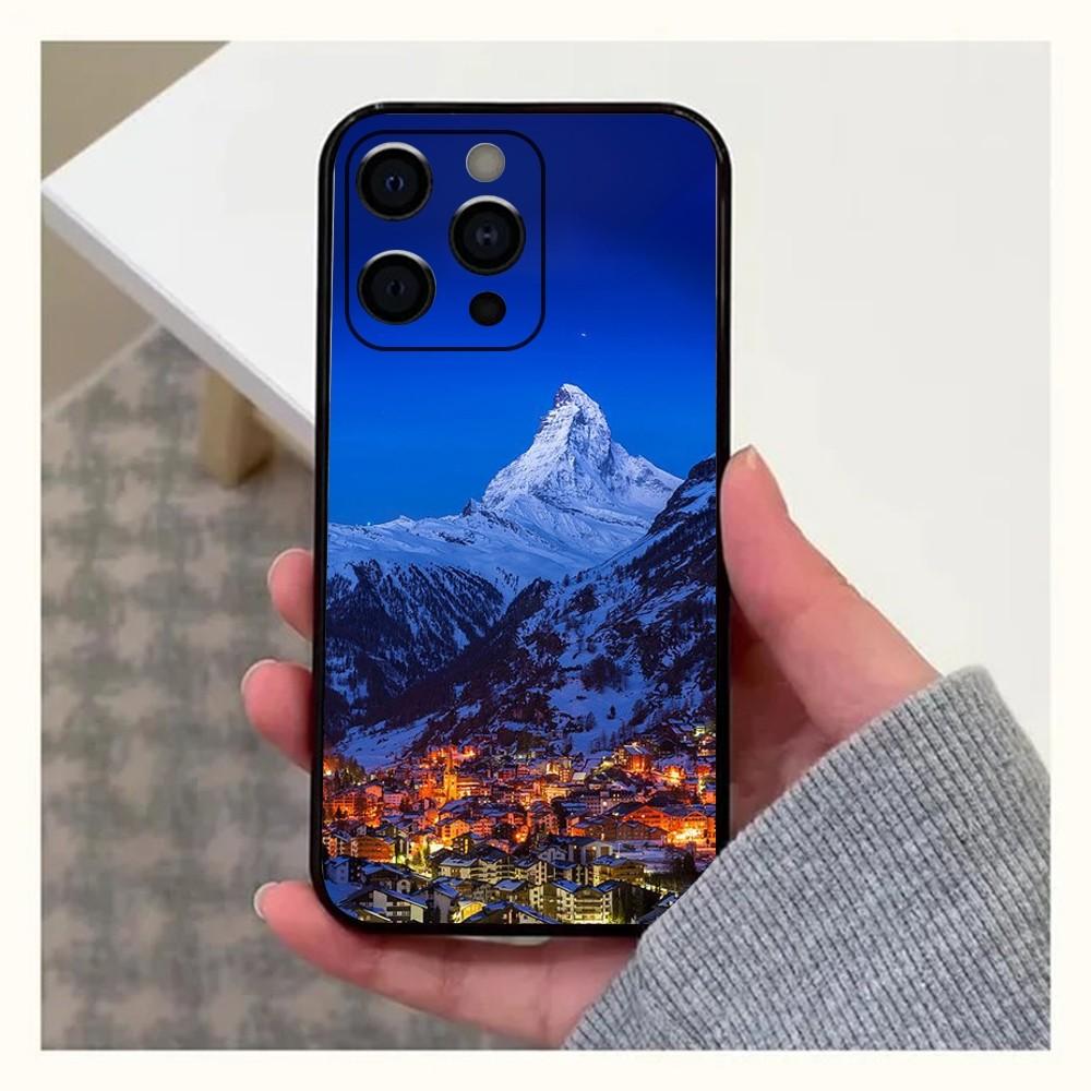 Чехол для телефона Zermatt Matterhorn Swiss Mountain для Apple iPhone 15,14,13,12,11,Pro,X,XS,Max,XR,Plus,Mini Мягкий черный чехол