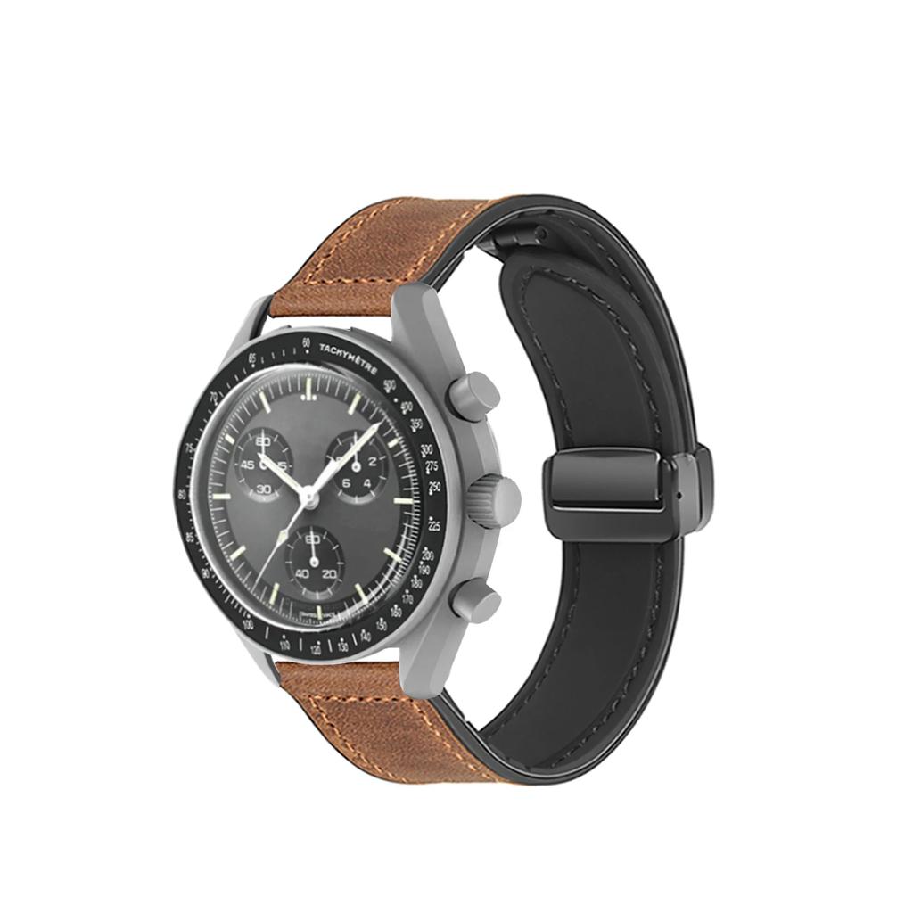 Кожаный ремешок 20 мм для совместных часов Omega X Swatch MoonSwatch Planet Metal с магнитной застежкой для часов Swatch, силиконовый ремешок, аксессуары