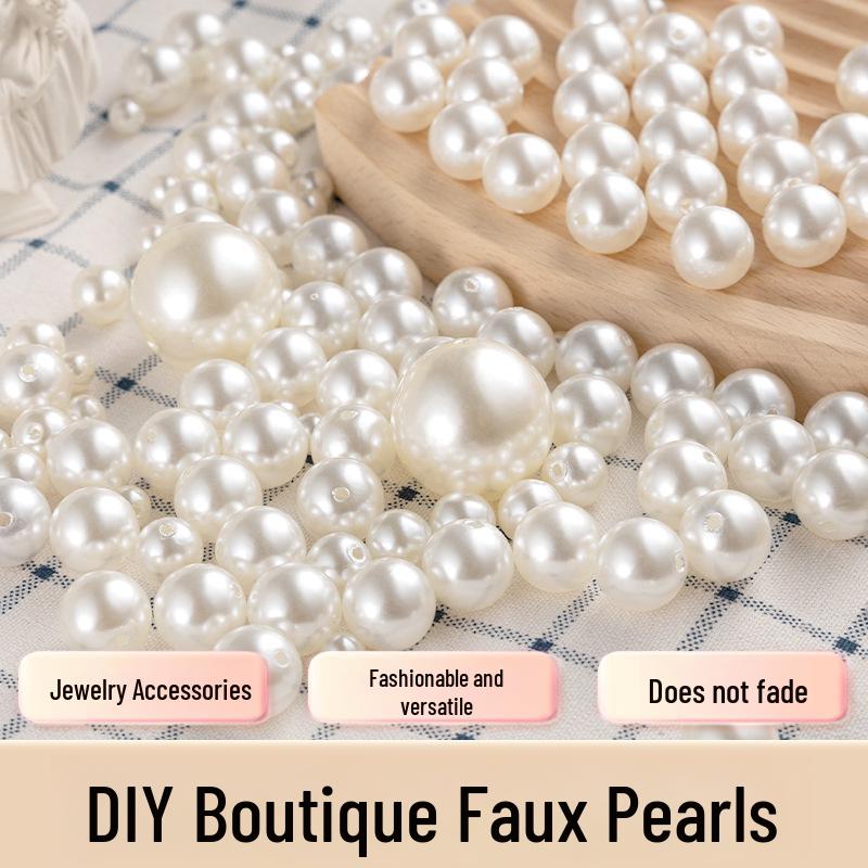 Imitation Pearl ABS Loose Beads for Jewelry and Clothing Accessories - Double and Non-Hole Options Available