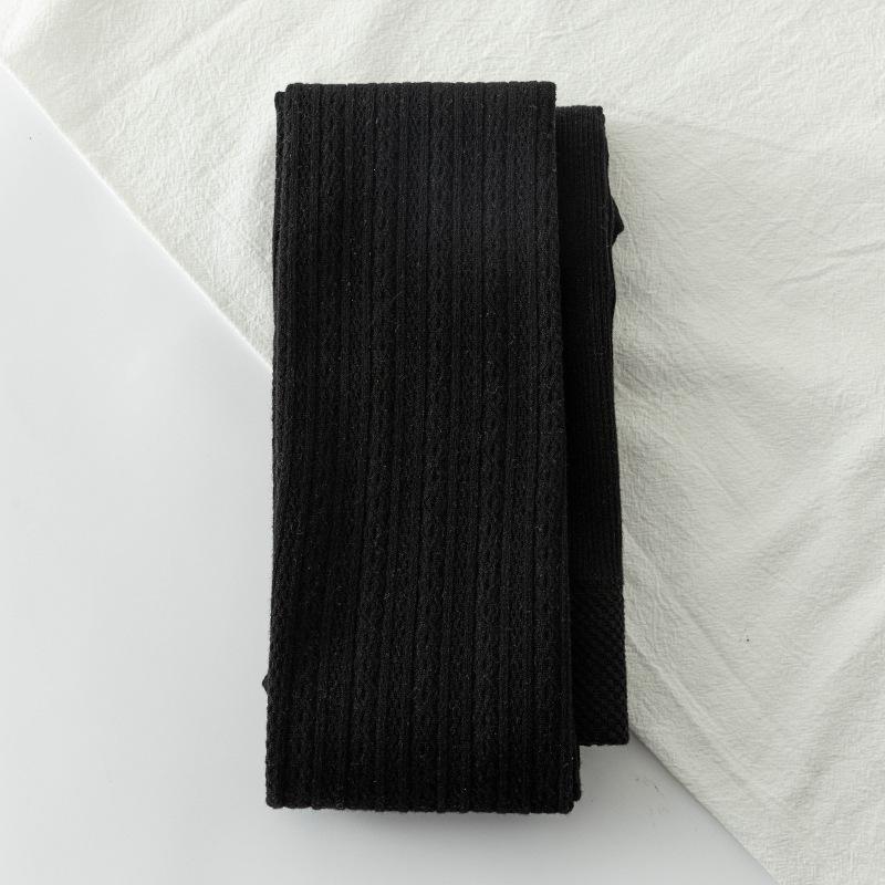 "High Waist Striped Knitted Leggings: Women's Thick White Tights for Spring & Autumn"