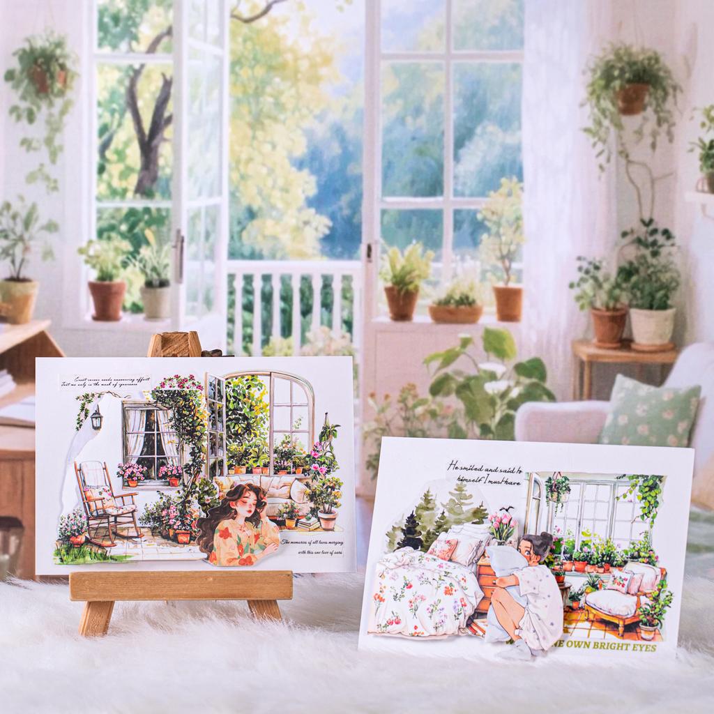 Home Leisure Theme Character Diorama Stickers 100 Sheets For Scrapbooking Journal DIY Decoration Collage Diary