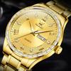 Quartz Mens Watches Gold Diamond Luxury Wristwatch Male Dual Calendar Stainless Steel Watch for Men NEW