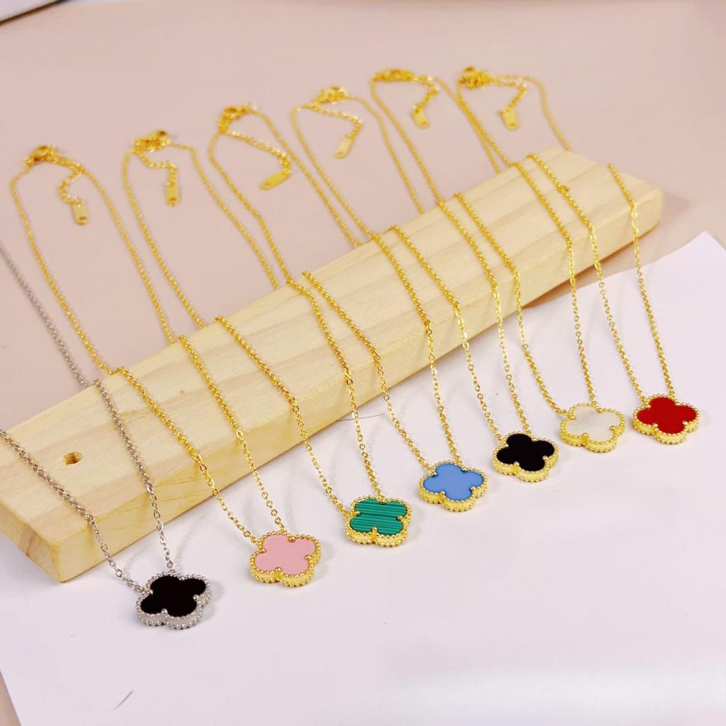 Ожерелье 'Счастливый четырехлистный клевер' 15 мм Двустороннее, не выцветающее, модная бижутерия