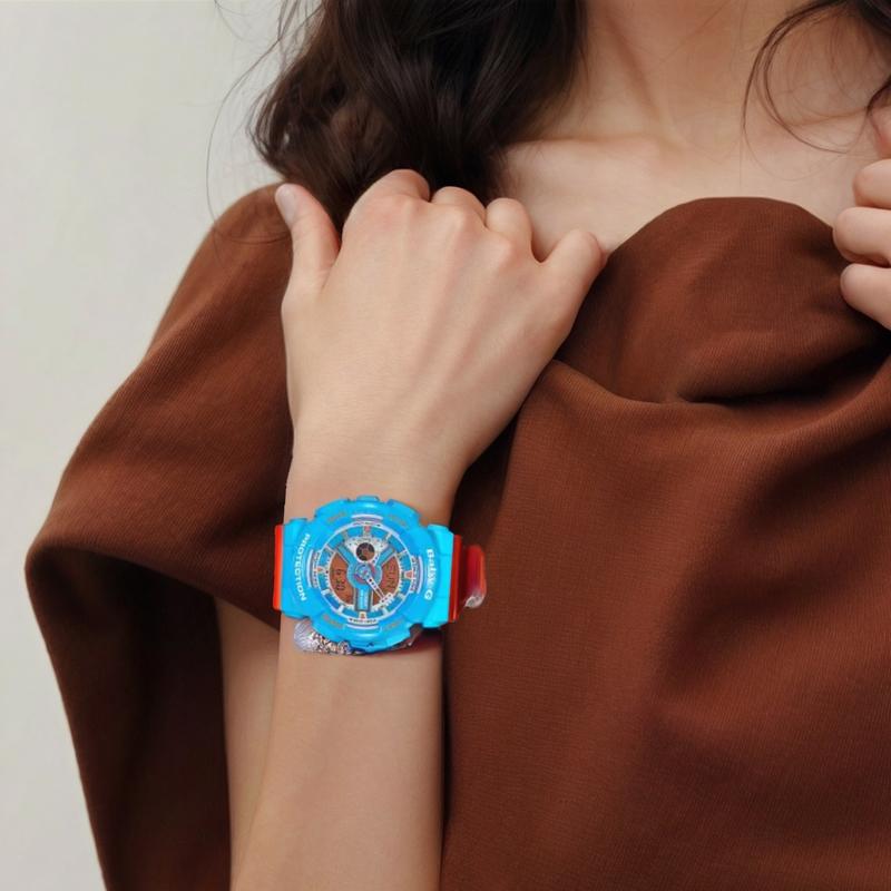 Casio BABY-G Янтарный Двойной Дисплей Механизм Кварцевый Механизм Ремешок из Смолы Японские и Корейские Часы Женские Часы Белый Циферблат BA-110NC-2A